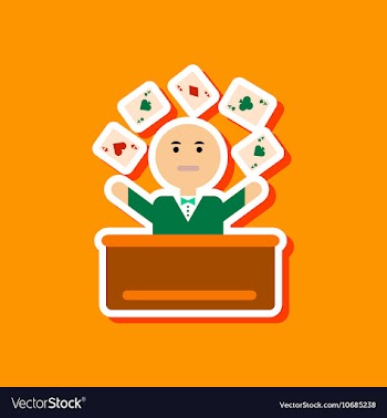 Paper sticker on stylish background poker man vector image
