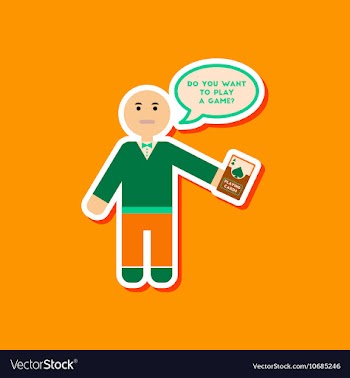 Paper sticker on stylish background poker man vector image