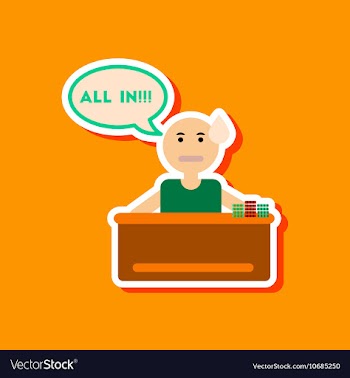 Paper sticker on stylish background poker man vector image