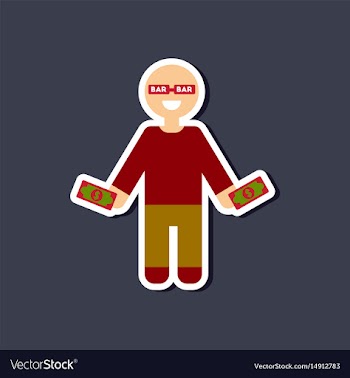 Paper sticker on stylish background poker man vector image