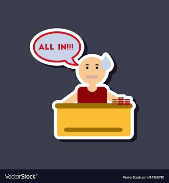 Paper sticker on stylish background poker man vector image