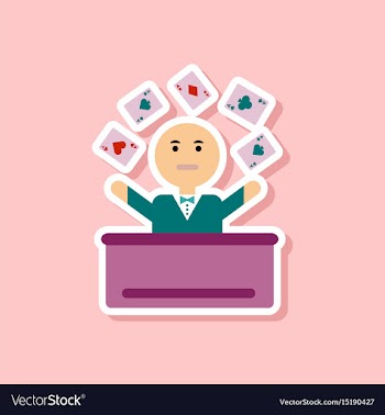 Paper sticker on stylish background poker man vector image