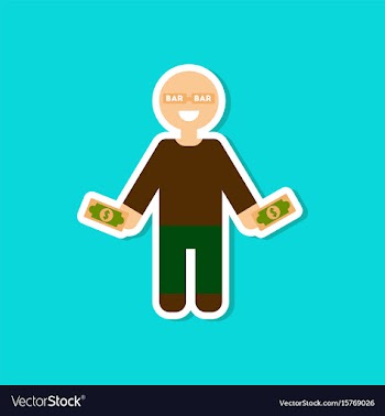 Paper sticker on stylish background poker man vector image