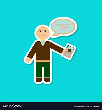 Paper sticker on stylish background poker man vector image