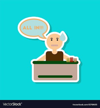 Paper sticker on stylish background poker man vector image