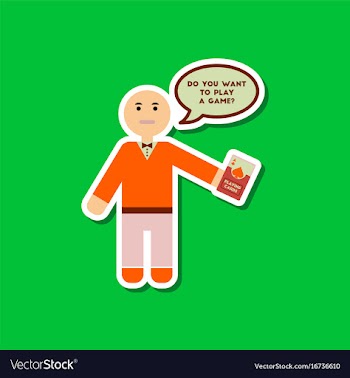 Paper sticker on stylish background poker man vector image