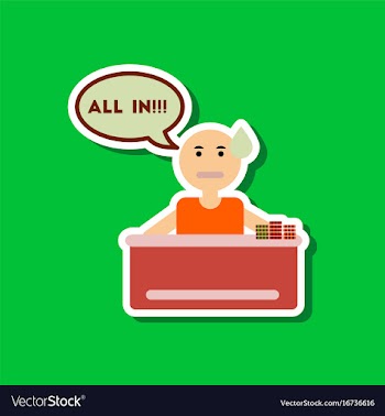 Paper sticker on stylish background poker man vector image