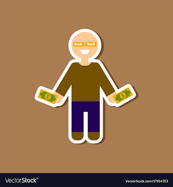 Paper sticker on stylish background poker man vector image
