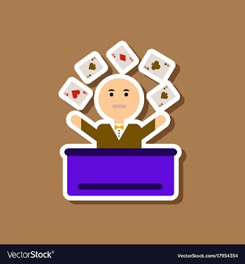 Paper sticker on stylish background poker man vector image