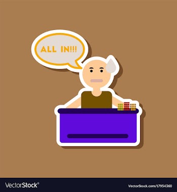 Paper sticker on stylish background poker man vector image
