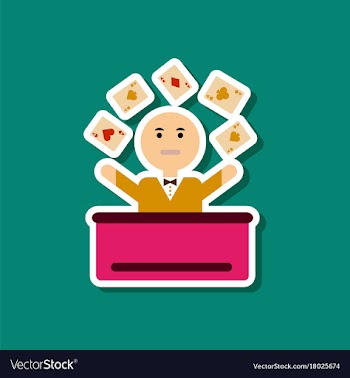 Paper sticker on stylish background poker man vector image