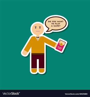 Paper sticker on stylish background poker man vector image