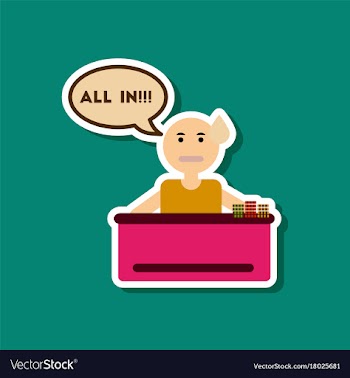 Paper sticker on stylish background poker man vector image