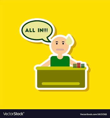 Paper sticker on stylish background poker man vector image