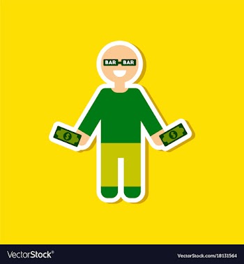 Paper sticker on stylish background poker man vector image