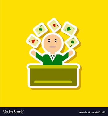 Paper sticker on stylish background poker man vector image