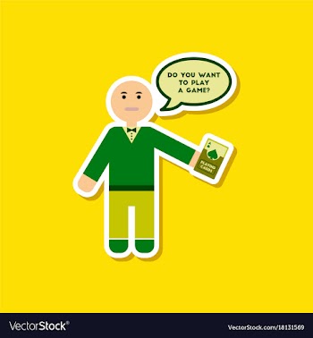 Paper sticker on stylish background poker man vector image