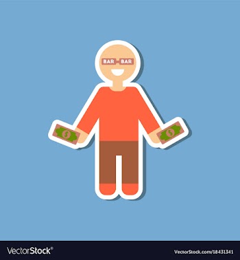 Paper sticker on stylish background poker man vector image