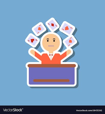 Paper sticker on stylish background poker man vector image