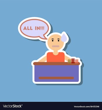 Paper sticker on stylish background poker man vector image