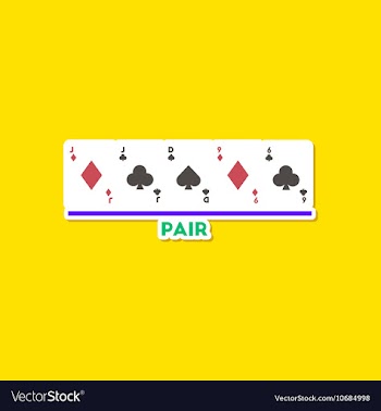 Paper sticker on stylish background poker pair vector image