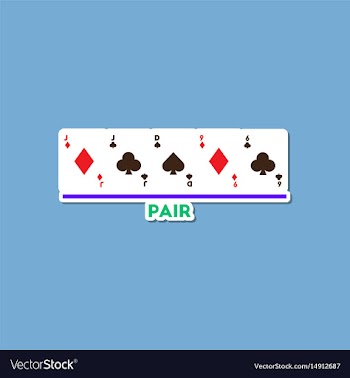 Paper sticker on stylish background poker pair vector image
