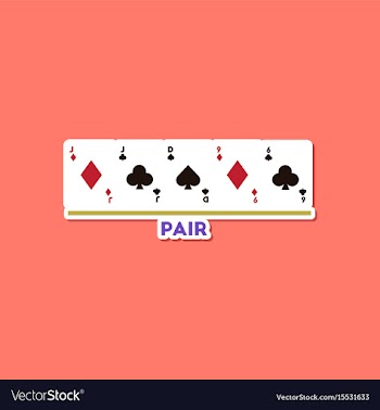 Paper sticker on stylish background poker pair vector image