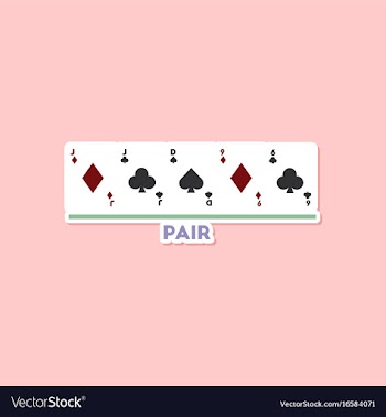 Paper sticker on stylish background poker pair vector image