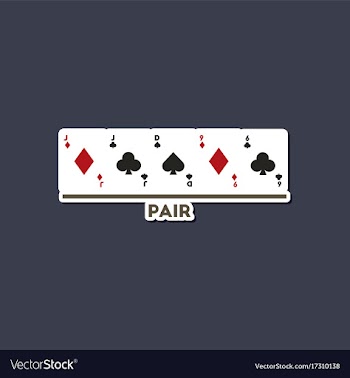 Paper sticker on stylish background poker pair vector image