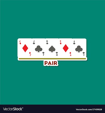 Paper sticker on stylish background poker pair vector image