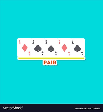 Paper sticker on stylish background poker pair vector image