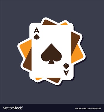 Paper sticker on stylish background poker playing vector image