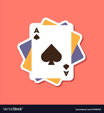 Paper sticker on stylish background poker playing vector image