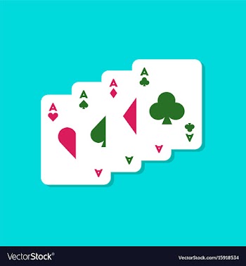 Paper sticker on stylish background poker playing vector image