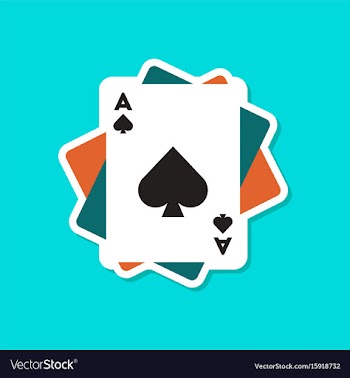 Paper sticker on stylish background poker playing vector image