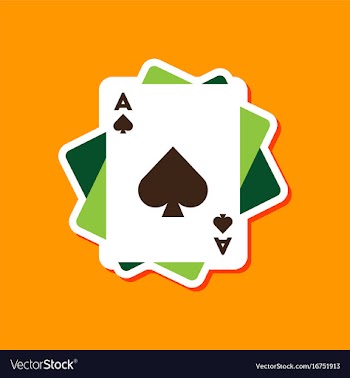 Paper sticker on stylish background poker playing vector image