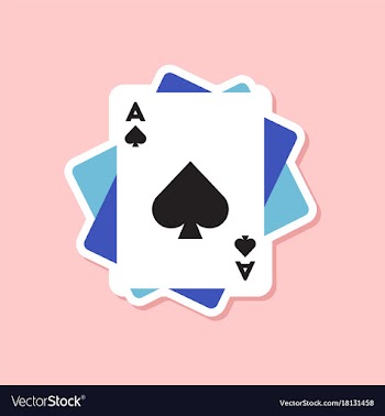Paper sticker on stylish background poker playing vector image