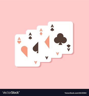 Paper sticker on stylish background poker playing vector image