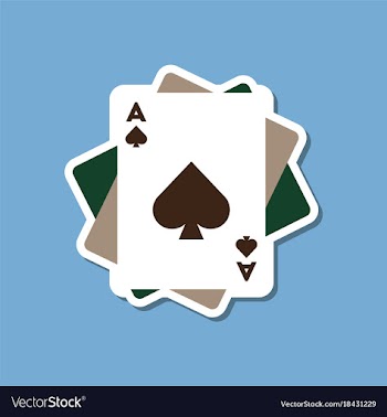 Paper sticker on stylish background poker playing vector image