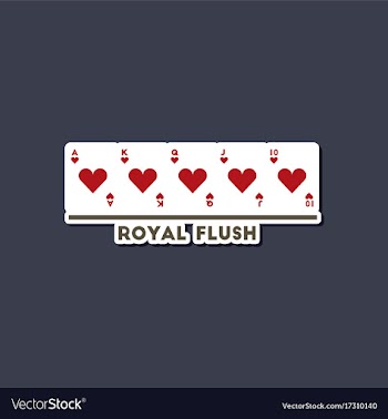 Paper sticker on stylish background poker royal vector image