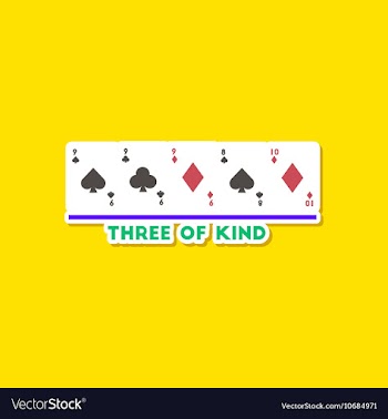 Paper sticker on stylish background poker three of vector image