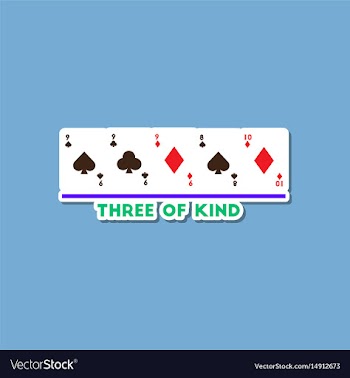 Paper sticker on stylish background poker three of vector image