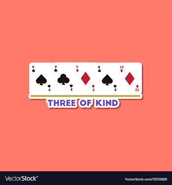 Paper sticker on stylish background poker three of vector image