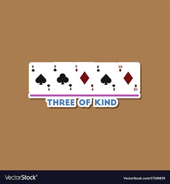 Paper sticker on stylish background poker three vector image