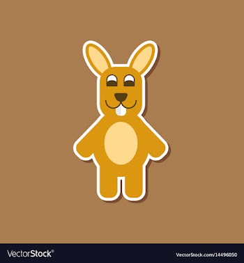 Paper sticker on stylish background rabbit bunny vector image