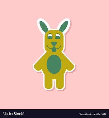 Paper sticker on stylish background rabbit bunny vector image