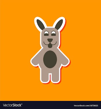 Paper sticker on stylish background rabbit bunny vector image