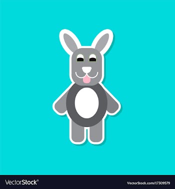 Paper sticker on stylish background rabbit bunny vector image