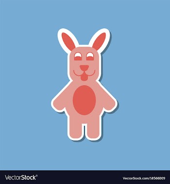 Paper sticker on stylish background rabbit bunny vector image