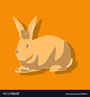 Paper sticker on stylish background rabbit vector image